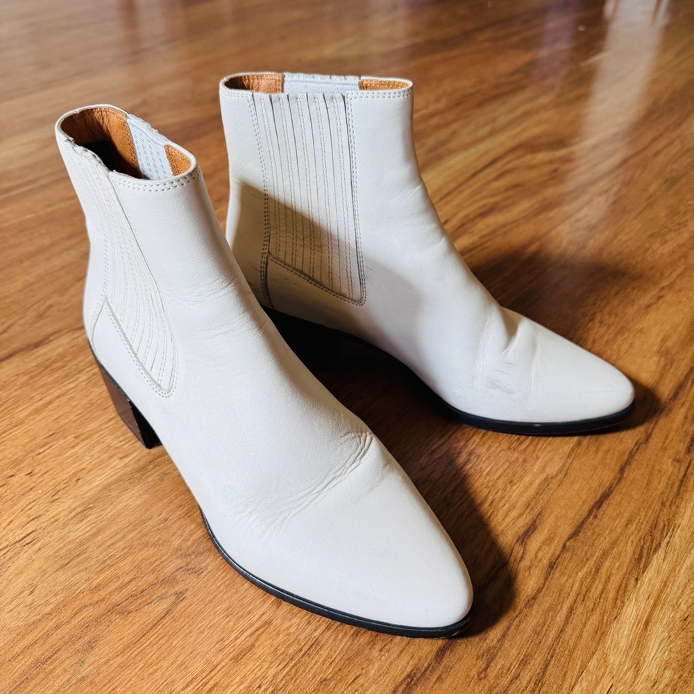 Rag & Bone Cream Leather Ankle Booties sz 37